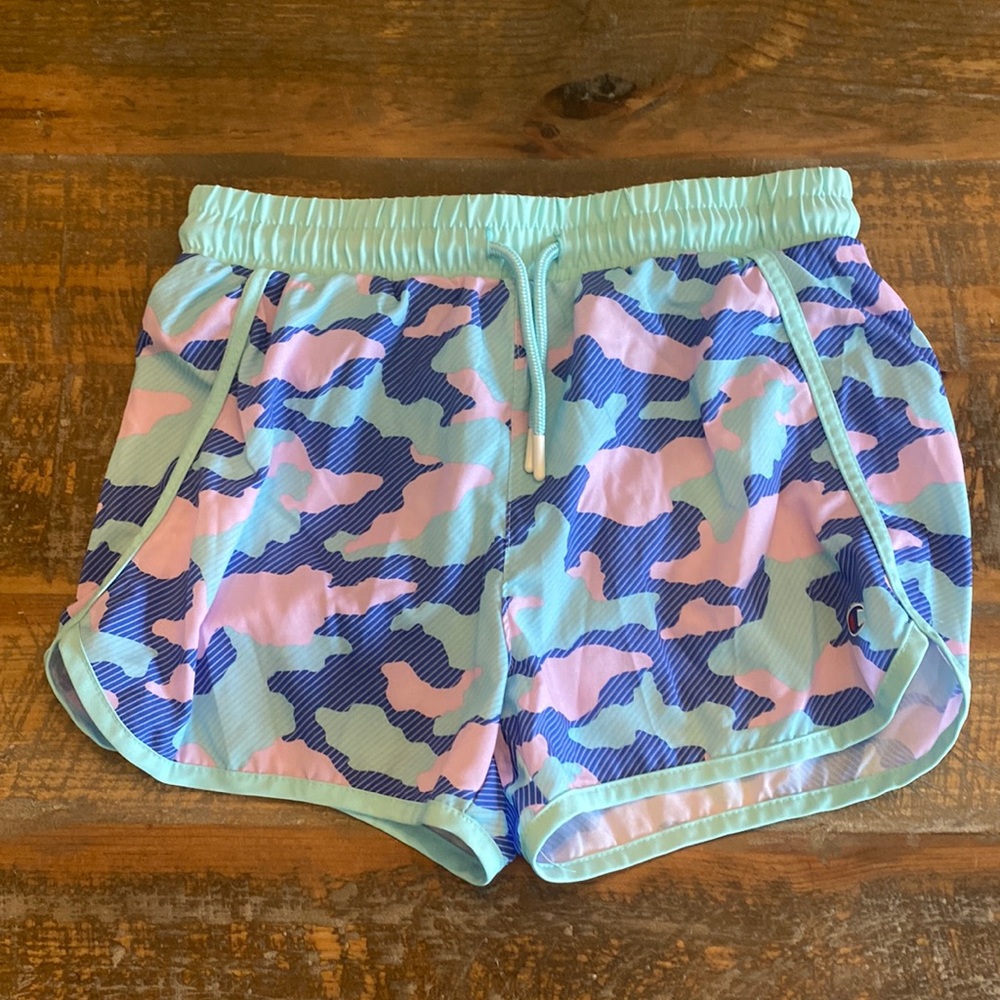 Girls Champion camouflage running shorts